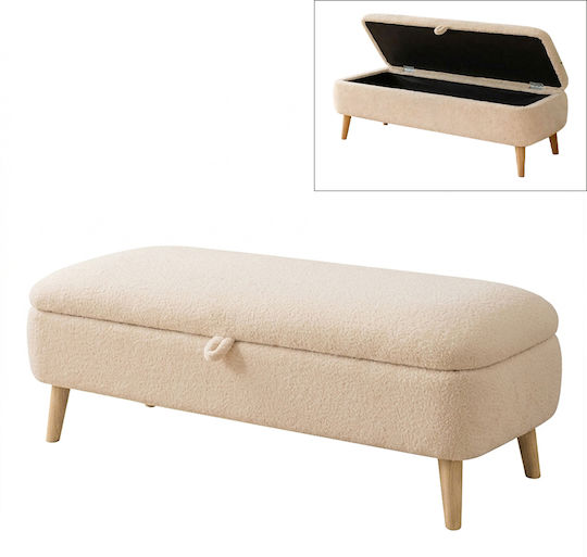 Taburet cu Spațiu de Depozitare Rena Crem 90x35x45 cm