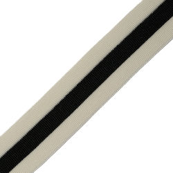 Τρέσα Πλεκτή Κρεμ Γρ Μαύρο 3cm Μέτρο