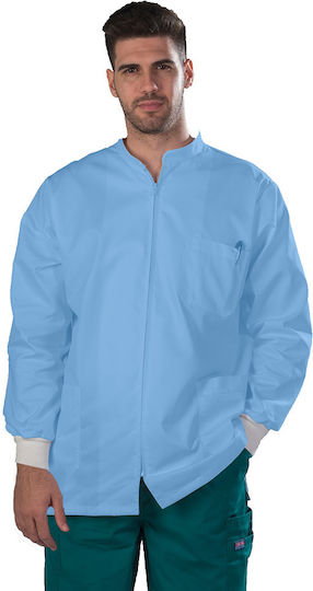 Anta Uniforms Sacou Medical Bărbătesc Albastru Deschis din Bumbac și Poliester