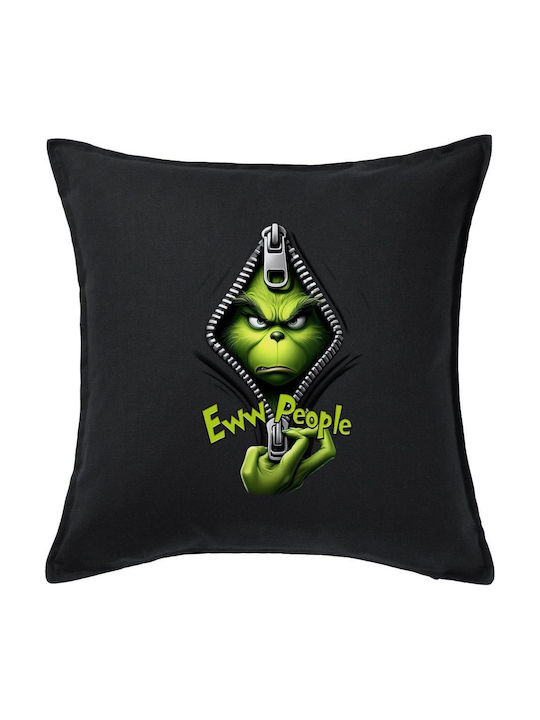 Grinch Eww People Black 100% Cotton Sofa Cushio...