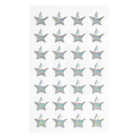 Αυτοκολλητα Bsb Creative Christmas 3d Stars Silver 1 Φύλλο