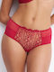Hipster Women's Seamless Briefs with Lace in Wine Red