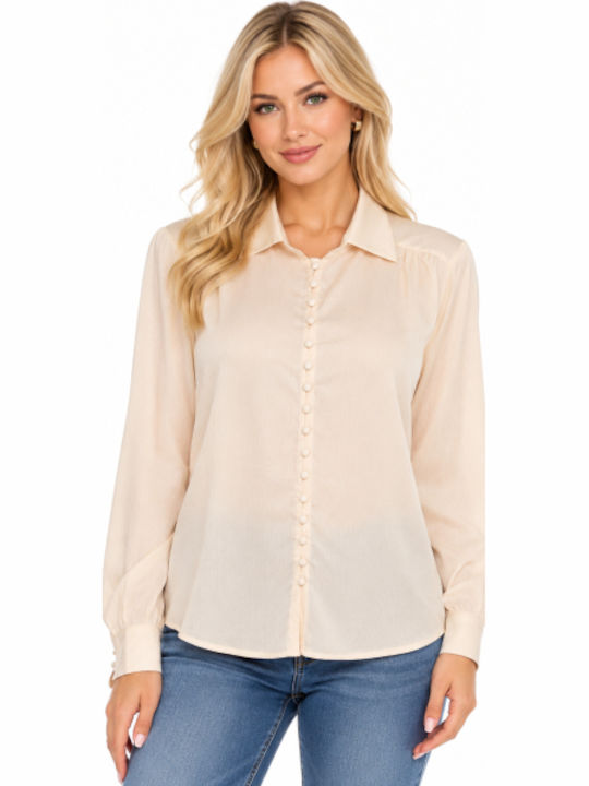 Long Sleeve Women's Shirt Beige WC-AM23-2023-27SH-Beige