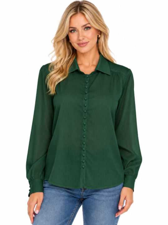 Dark Green Long Sleeve Women's Shirt