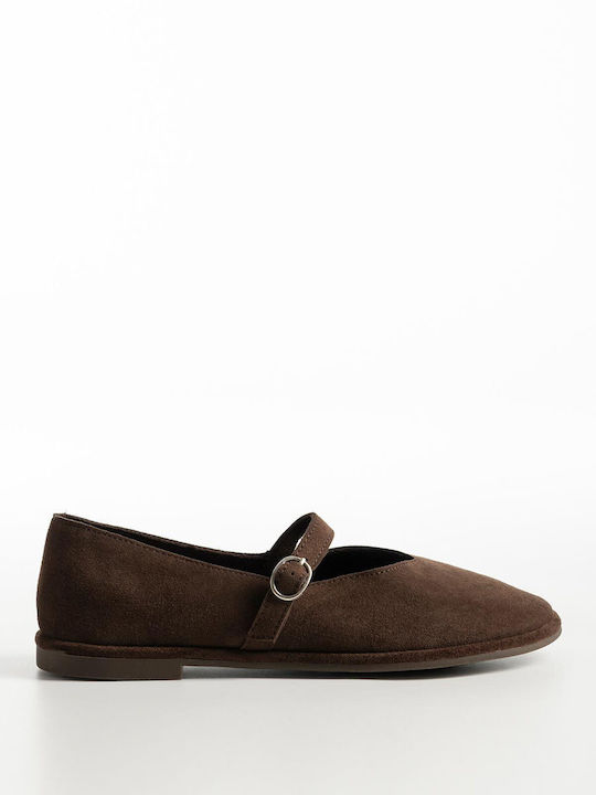 Bozikis Damen-Ballerinas aus Wildleder mit Riem...