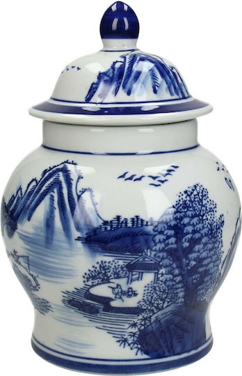 JK Home Decoration Decorative Porcelain Vase Chinoiserie White 14.5x14.5xH19cm