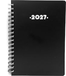 Υδρόγειος Ημερήσιο Planner A5 2027 Μαύρο Σπιράλ...