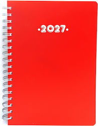 Υδρόγειος Ημερήσιο Planner A5 2027 Κόκκινο Σπιρ...