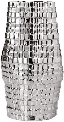 Marhome Decorative Ceramic Vase Mosaic Effect Silver 15x15xH25.5cm