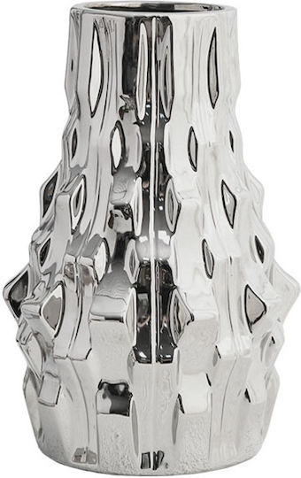 Marhome Decorative Vase Ceramic Thorny Silver Ø16xH30.5cm