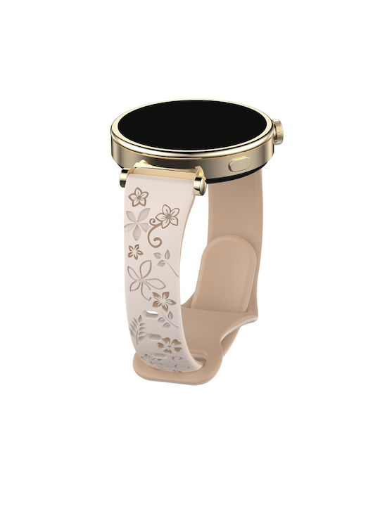 Двуцветна силиконова каишка Concave Flower за Garmin Venu 2 Plus Starlight Beige