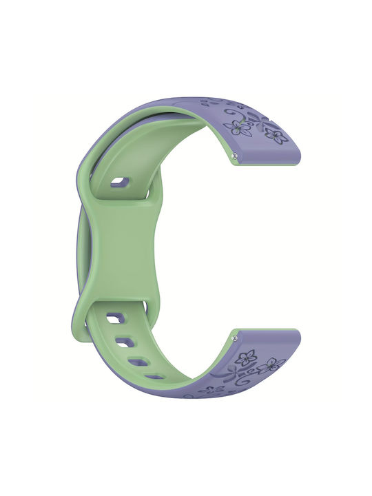 Силиконова каишка Concave Flower Двуцветна Garmin Venu 2 Plus Лавандулово Зелено
