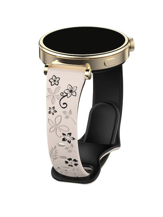 Каишка от силикон Concave Flower в два цвята за Garmin Venu 2 Plus Starlight Black
