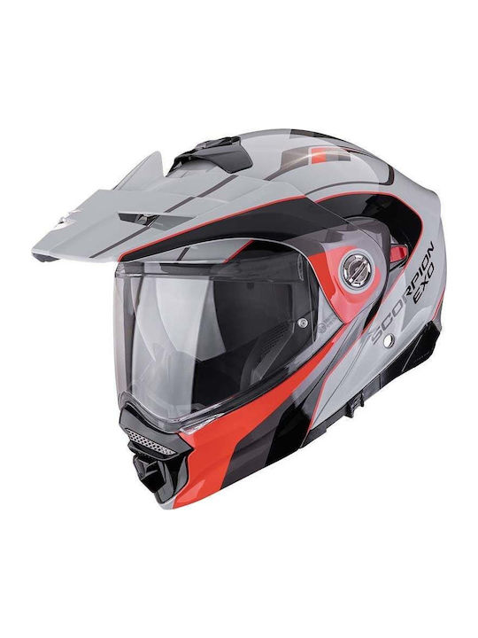 EXO ADX-2 Kamps Gri-Roșu Cască Moto On-Off ECE 22.06 1750 g cu Sunvisor