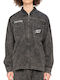 Oval Dot Μακρυμάνικο Τζιν Πουκάμισο Πουά Black Acid Wash