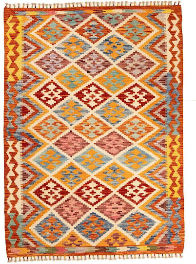 Kelim Handgefertigter Rechteckiger Mehrfarbiger Teppich 126x176 cm