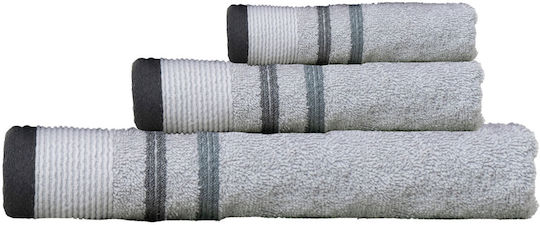 Viopros Set of Bath Towels 3 pcs Gray Weight 500gr/m²