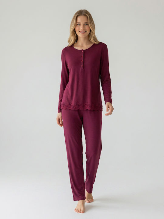 Harmony Winter Women's Pyjama Set Burgundy