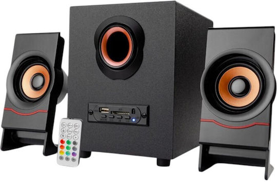 FT-C10U-BT Безжични Компютърни Говорители 2.1 с RGB Осветление и Bluetooth, Мощност 11W, Черни
