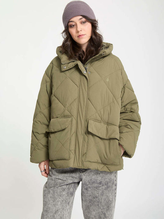 Volcom Out Boxy Puff Crop Дамско Пухено Яке Вод...