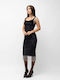 Midi Abendkleid Samt Schwarz
