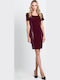 Mini Kleid Kurzärmelig Bordeaux