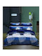 Kraft World King Size Bed Sheet Set with Elasticated Fitted Sheet 220x240+25cm Blue (4 pcs)