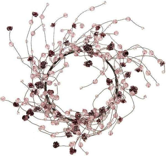 Jk Home Décor Στεφανάκι Σύρματινο Ροζ Περλες 10cm