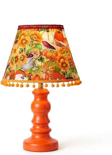Oxygen E27 Table Lamp with Shade and Orange Base