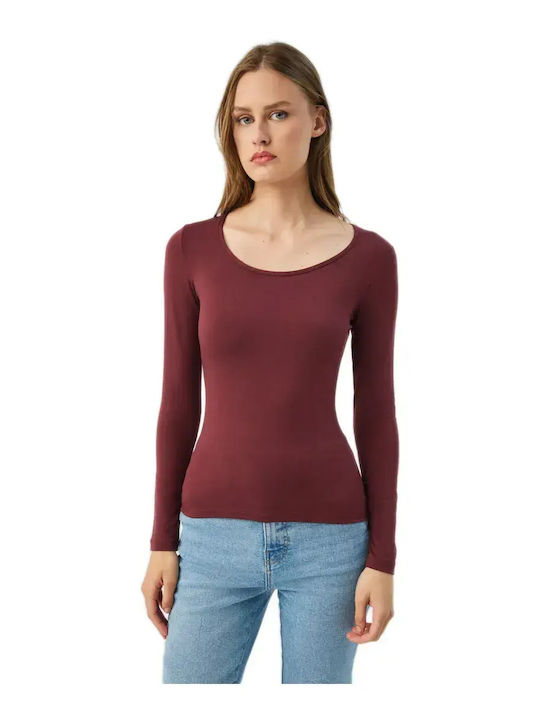 Minerva Fimelle Long Sleeve Burgundy Women's Un...