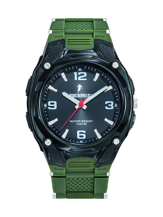 Men's Watch 40mm Battery-Powered with Green Rubber Strap