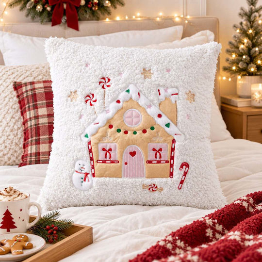 K-m Christmas Decorative Pillow White 45x45cm