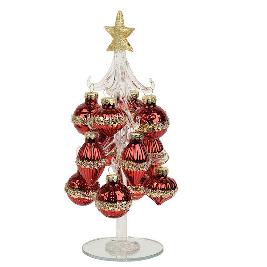 Christmas Decorative Glass Tree 20cm Adorned Transparent