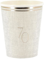 Pappbecher „70“ Leineneffekt mit goldenen Details 6 Stück