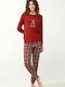 Vamp Winter Women's Cotton Pyjama Set Red