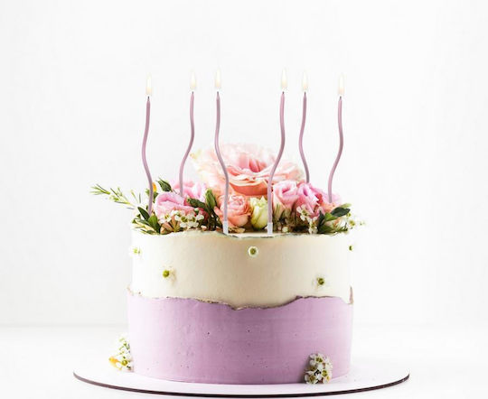 Swirl Candles Metallic Pink 12.5 Cm 6 Pieces