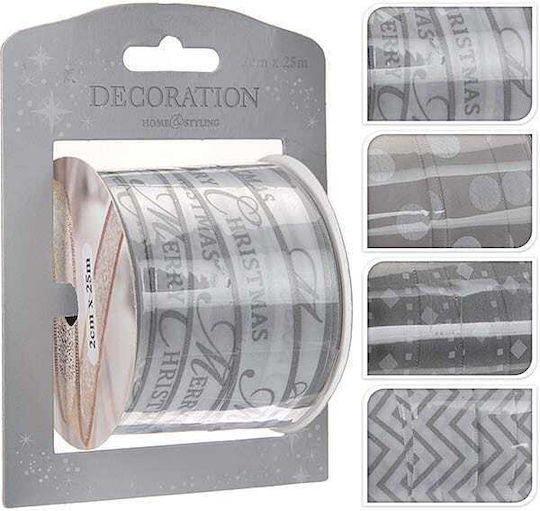 JK Home Decoration Silbernes Weihnachtsband