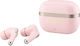 Glossy Gold Lineprinted Classic Logo Earbud Bluetooth Handsfree Headphones with Pink Charging Case