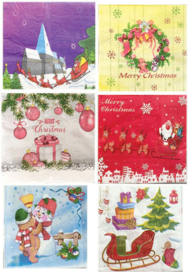 AGC Set of Christmas Napkins 33x33cm 20pcs (Various Designs/Colors)