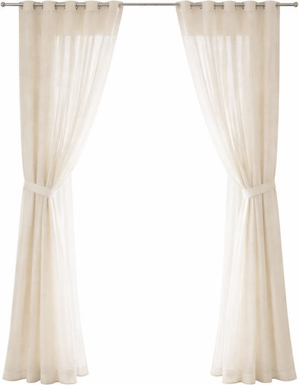Atmosphera Κουρτίνα με Τρουκς Ivory White 135x240εκ.