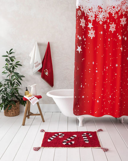 Nima Holly Night Duschvorhang aus Stoff 180 x 200 cm Red-White