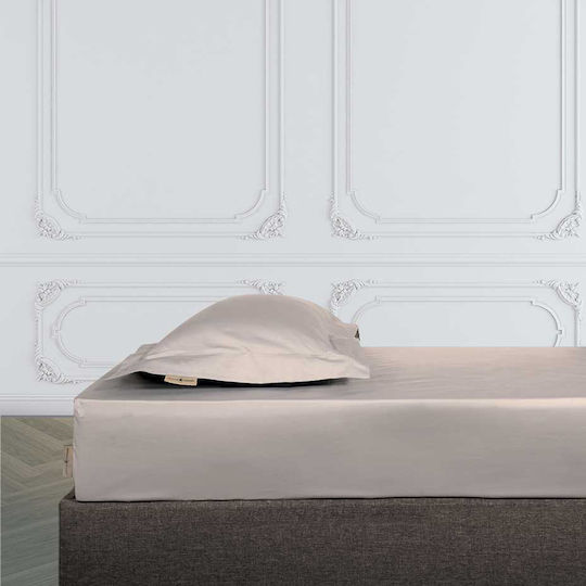 24home.gr Чаршаф с ластик за спалня 160x200+35 см Бежов