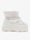 Leather Women's Ankle Boots with Fur White