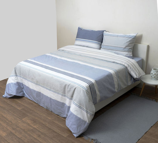 Viopros Single Fitted Bed Sheet Set 100x200+25cm Hunter Blue (3pcs)