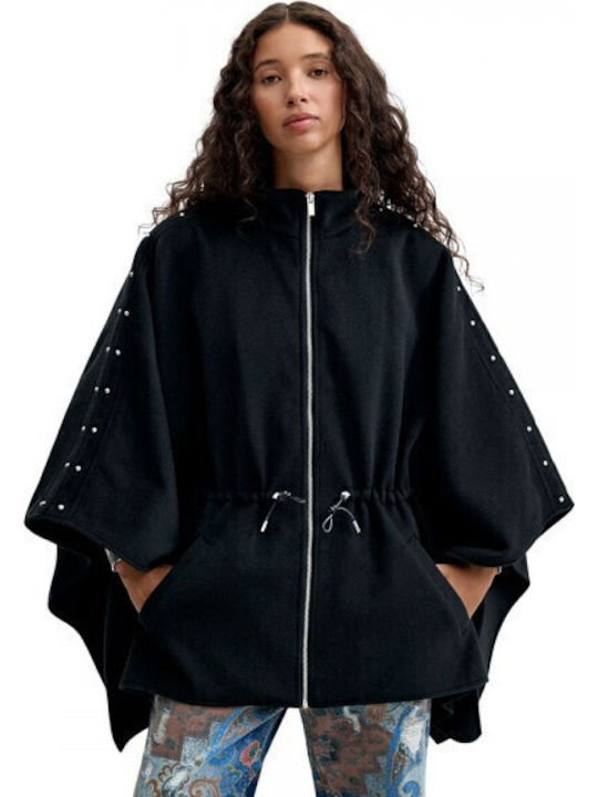 Aladama Piercing Poncho de Damă Negru