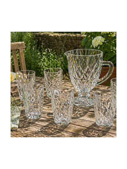 Cryspo Trio Kare Clear Serving Jug with Glasses Glass 1200ml 7 Pieces