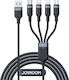 Joyroom S-A18 Плетен USB Кабел към Lightning / Type-C / micro USB 3.5A Черен 1.2 м