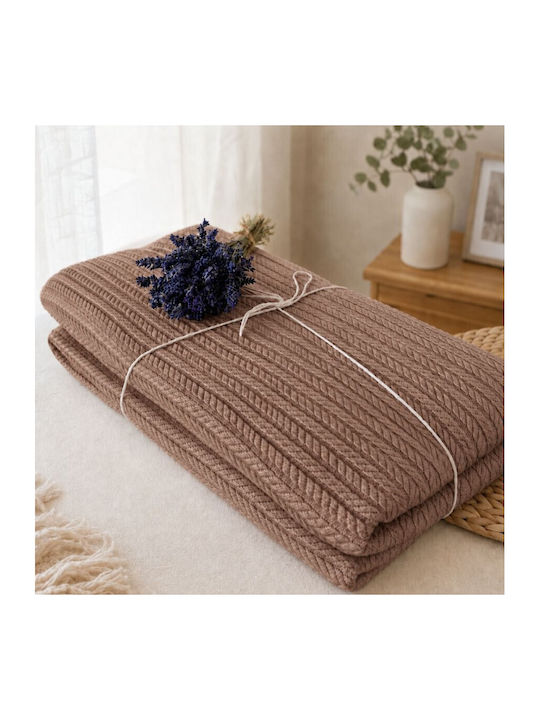 Pucioasa Плетено Одеяло Единично 160x220см Brown