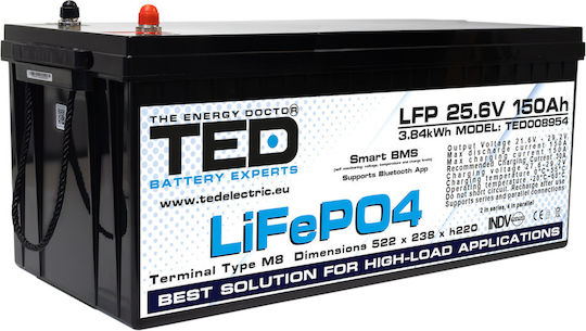 Lifepo4 Battery 25.6v 150ah 3840wh Multifunctional Smart Bms App Monitoring – Ted Electric