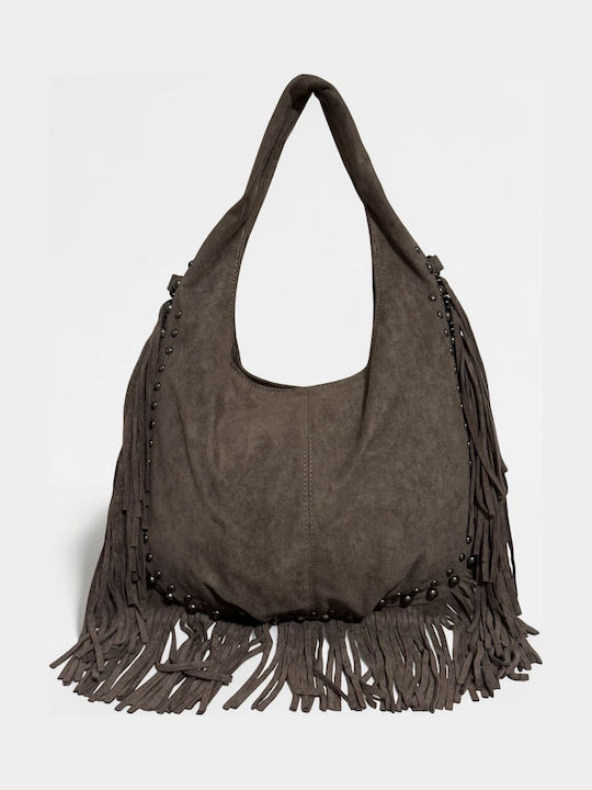 Women's Suede Shoulder Bag with Fringes Puro